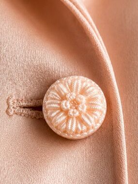 9 MCM Buttons, ELAN Pearl Floral Embossed in Peach (6 medium & 3 small)